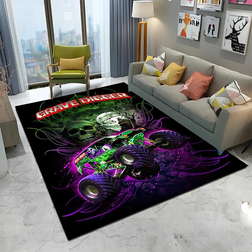 Covor 3D Monster Jam Monster Truck Desen Animat pentru Casă Living Dormitor Canapea Covoraș Decor, Covor pentru Copii Covoraș de Podea Antiderapant
