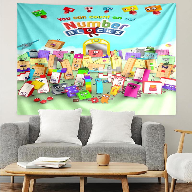 Numberblocks Druck Wandteppich, Hintergrund, Einfache Montage, Ideal für Schlafzimmer, Büro & Wohnzimmer, mit Ästhetischer Wanddekoration zum Aufhängen.