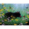 Diamond Embroidery Round Diamond Painting Rhinestone Mosaic Decoration Black Wolf In Flower Brush