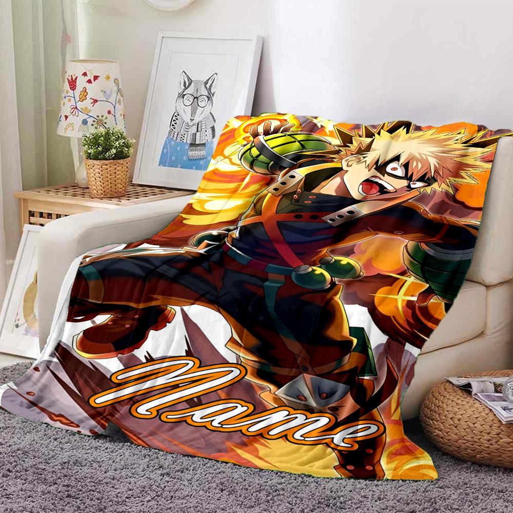 Custom Name My Hero Academia Theme Printed Blanket - Perfect for Couch, Bed, Travel & Outdoor Use | Machine Washable, Cozy & Durable.