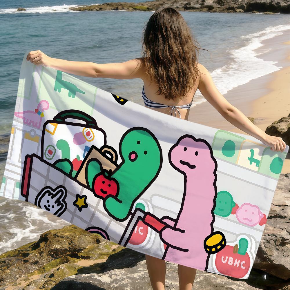 cute funny cartoon art j-Joguman Dinosaur soft Dry Beach Towels Trip Towel swim Summer Holiday Vacation bathing Pool Camp Gift