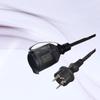 VDE Certified European 3-Pin Waterproof Plug with Cover, Heavy-Duty Outdoor Power Extension Cord 3*1.5