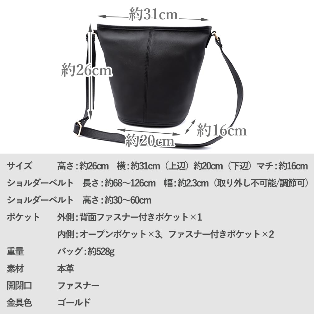 VITAFELICE Genuine Leather Bucket Shoulder Bag for Women, sib-20049n (Light Gray)