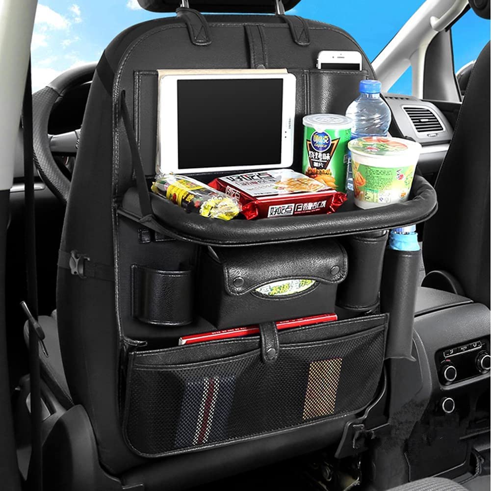 Raksonic Popular Car Seatback Back Seat Car Storage Seatback Pocket with iPad Storage Pocket and Folding Waterproof and Large Black Pocket, Storage,