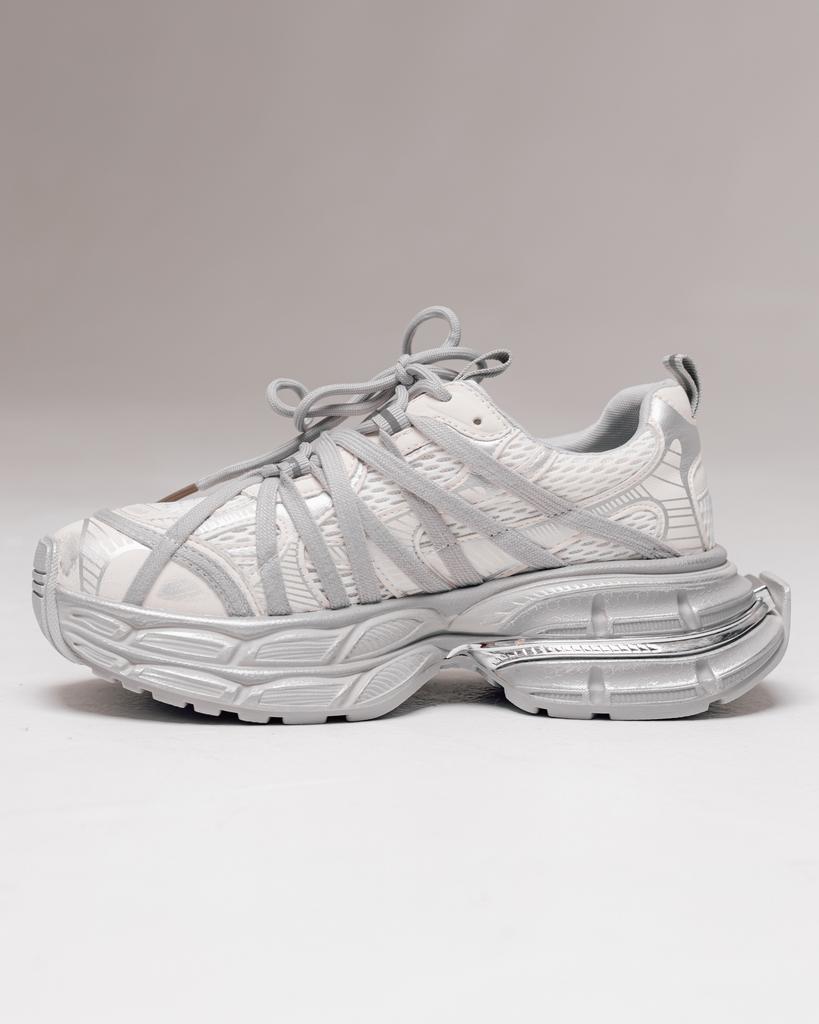 Allsy 19527 36 Platform Sneakers, Gray-milk, Leather, Textile