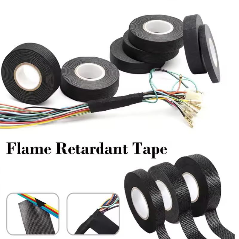15M Car Wiring Fabric Cloth Tape Heat Resistant Adhesive Tape 19-50mm Auto Harness Cable Wrapping Organizer Tape