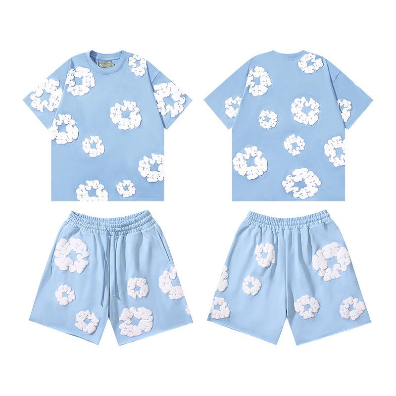 3D Foam-printed Short-sleeved Set, American-style Casual Sportswear for Couples