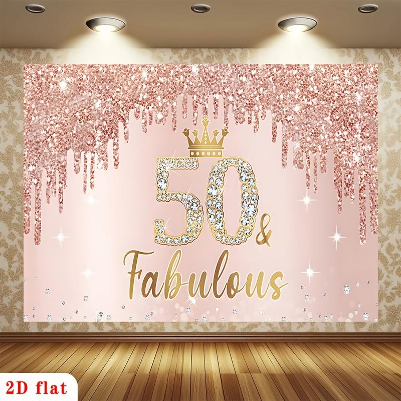 1pc, 2D flat, pink rose gold 50th birthday banner decoration, for 50th birthday banners, indoor and outdoor decoration, wsj 180x110CM
