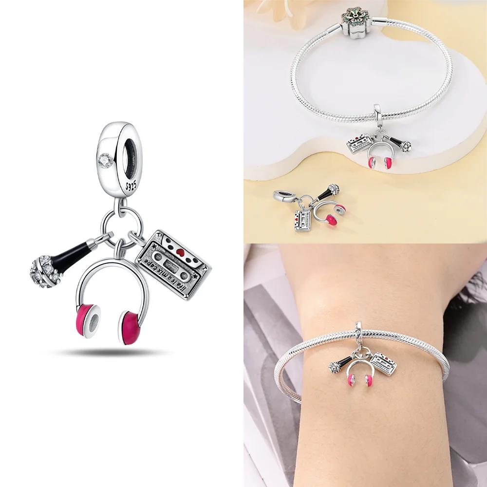 Exquisite Original Black Dress High Heels Bag Lipstick Beads Fit Bracelet Charms Copper Women Jewelry Diy Gifts