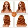 Womens Short Curly Wig 4x1 Small T Part Lace Middle Water Wave Synthetic