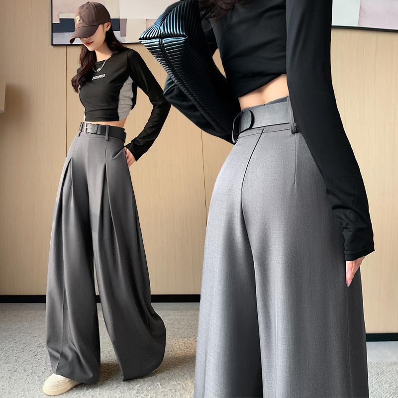 Women High Waist Wide Leg Pants Women Spring Summer Solid Trouser Office Ladies Full Length Straight Suit Outwear Pants