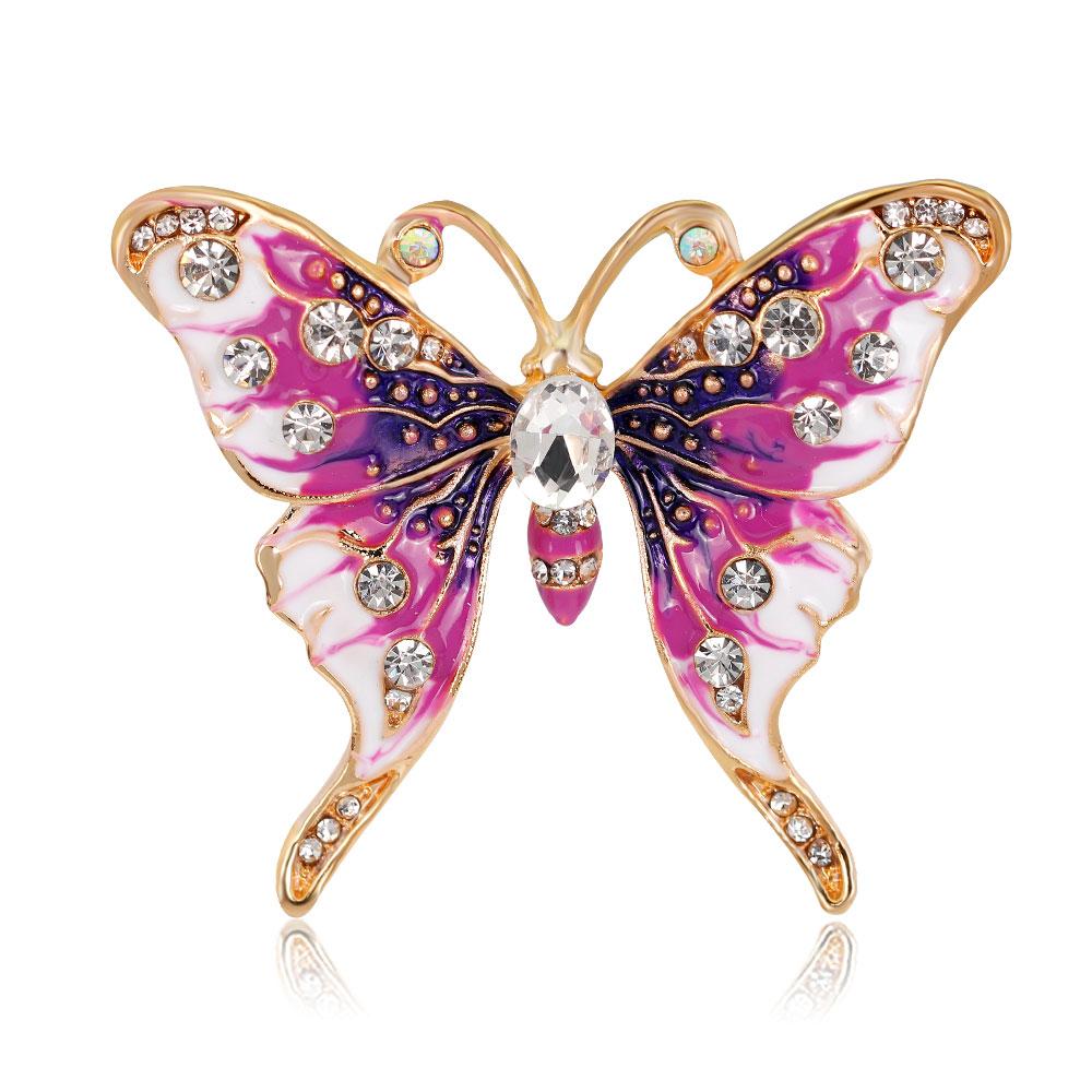 Luxury Zircon Enamel Butterfly Insect Animal Brooches Pins Crystal Pearl Brooch For Women Jewelry Clothing Badges Corsage Gift