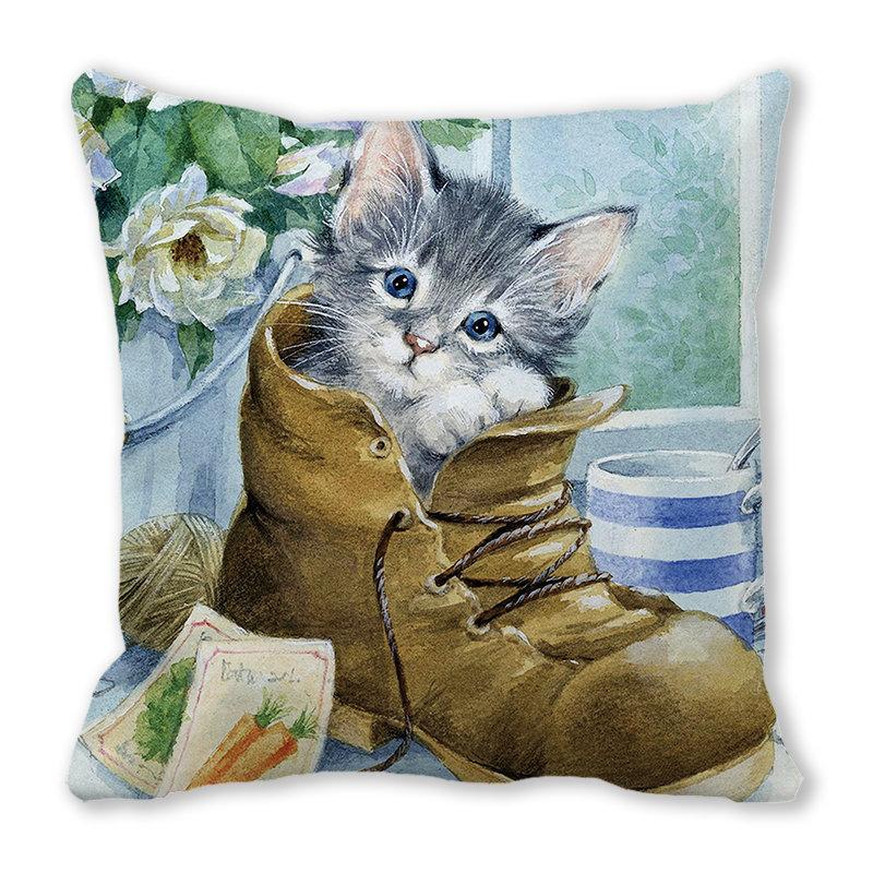 45x45cm pfirsichfarbenes Samt-Katzenkissen, weich und niedlich, Weihnachts-Sofakissen, festliche Heimdekoration,  (abnehmbar und waschbar)