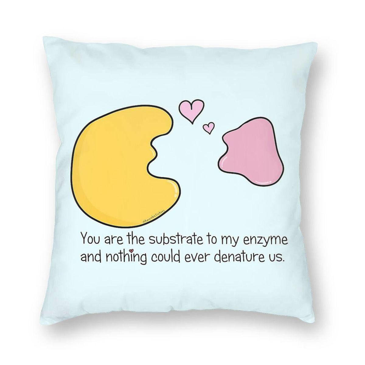 Enzyme And Substrate Love Story Square Pillowcase Polyester Linen Velvet Zip Decorative Pillow Case Sofa Seater Cushion Cover Peach skin 18*18(CM)-1Pcs