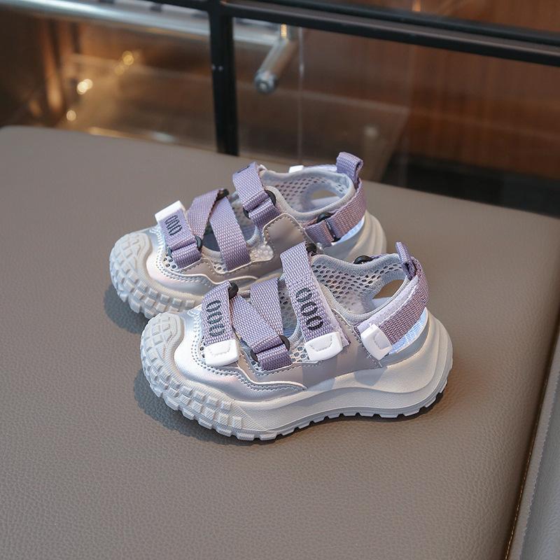 

Kids Sports Sandals Toes Capped Anti-kicked Boys Girls Running Shoes Outdoors 2025 Summer Children Casual Shoes Mesh Breathable 21 фиолетовый