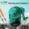 Green Bamboo Hand-Crank Pencil Sharpener for Sketching and Charcoal Pencils, with Automatic Feed