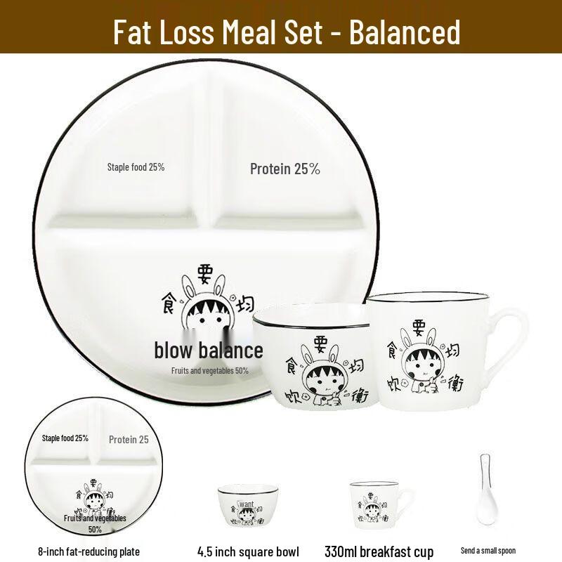 Prato de Refeição Cerâmico Nierxin com 3 Compartimentos para Controle de Porções