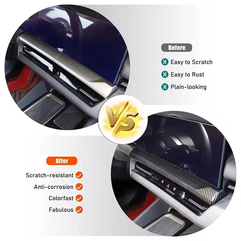 1pcs ABS Carbon Fiber For BMW 5 Series G60 2025-2025 Car Central Control Navigation Screen Bottom Panel Sticker Car Accessorie