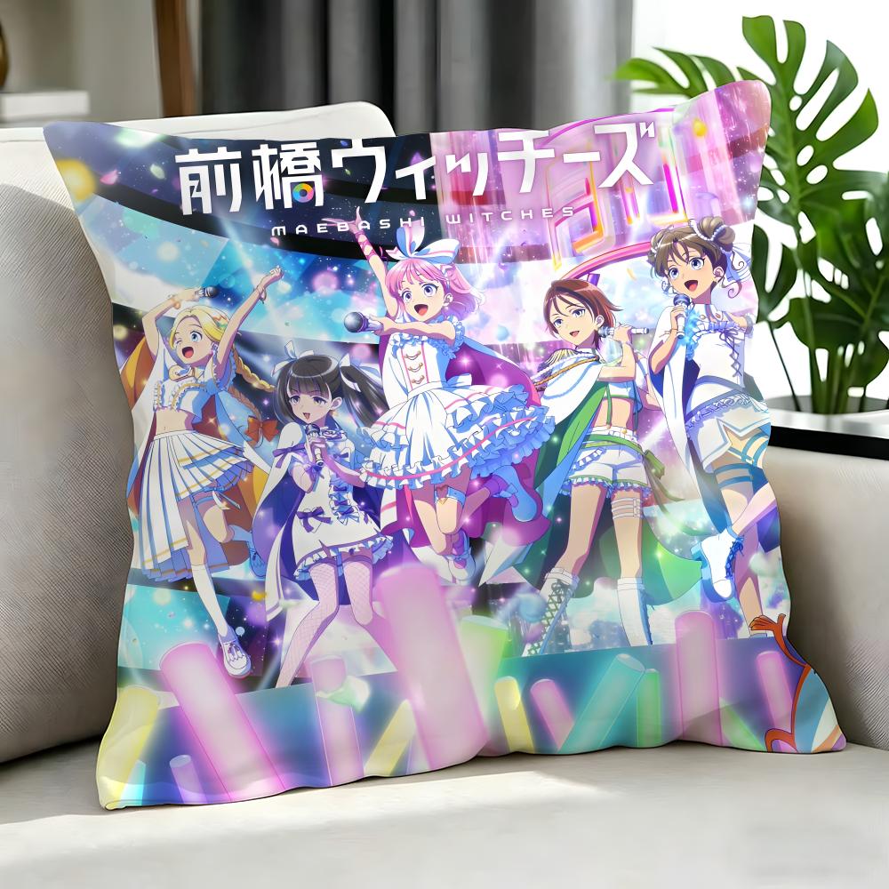 Anime Maebashi Witches Cushion Cover Cushion Cover Set 4Pcs 50X50 45X45 40X40 Pillowcase Decorative Sofa Home Decor