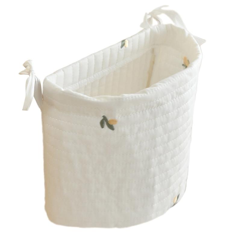 Baby Cot Hanging Storage Bag Bedside Hanging Storage Pocket Cotton Bag for Organizing Diapers & Toy Beside this crib