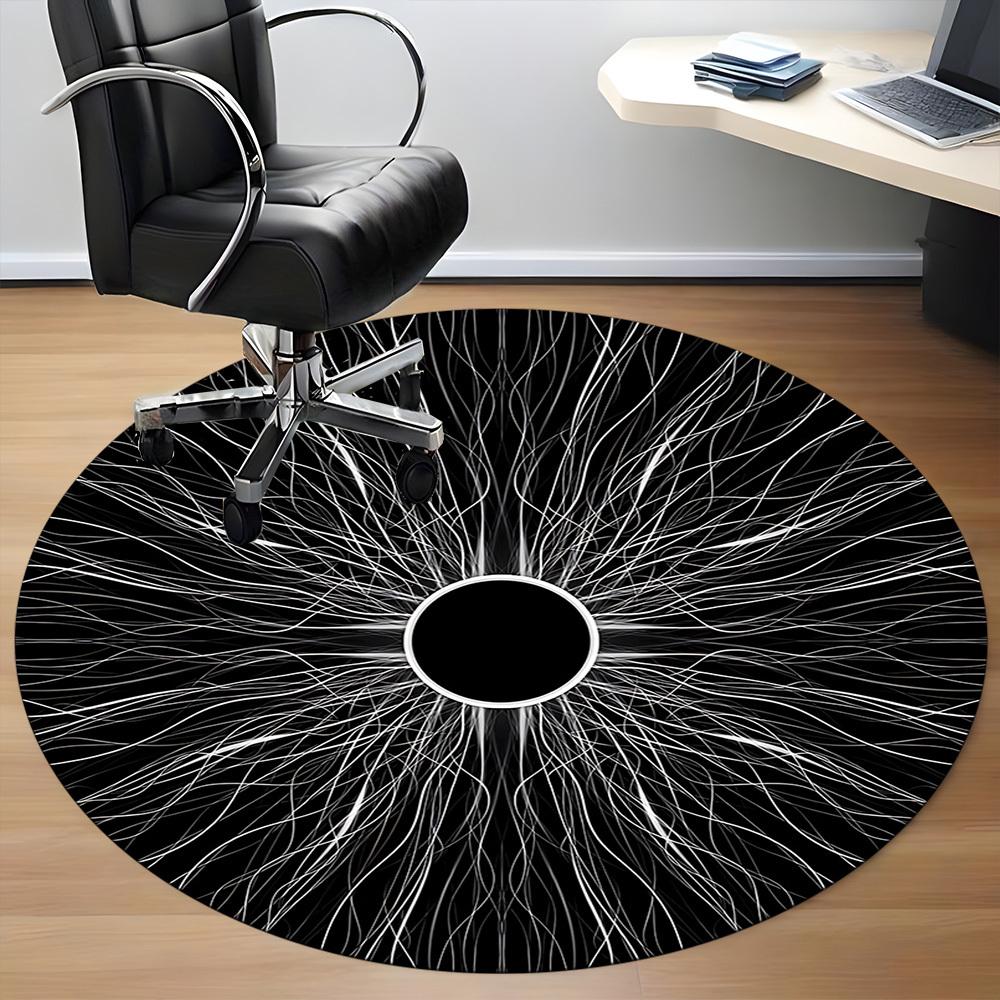 1 alfombra de silla con patrón abstracto para oficina, alfombra de oficina redonda antideslizante duradera de gran tamaño, adecuada para la oficina