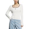 Adidas Originals Adicolor Fw24 Autumn Winter Series Slim Fit Square Neck Long Sleeve Knit Top Women Tops Han-Jade-White JM8055