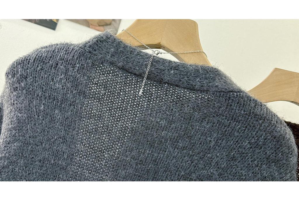 Women's Mid-Length Wool V-Neck Cardigan - Korean Style, 2026 Spring/Winter Collection