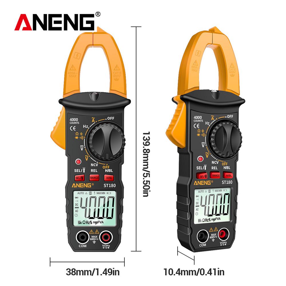 Portable Clamp Meter ANENG ST180 Digital  Multimeter AC Current Meter 4000 Counts  Ammeter Voltage Tester Amp Hz Capacitance NCV Ohm Tool LCD Display