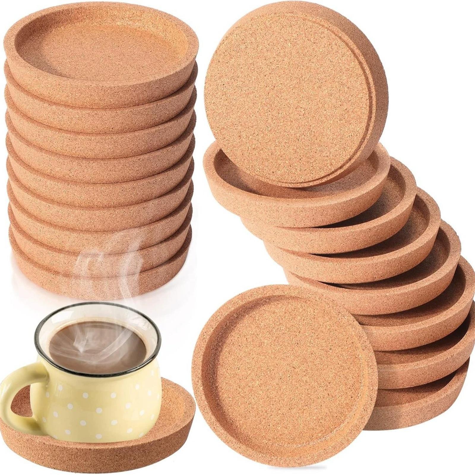 Runde Kork-Untersetzer Hitzebeständige Getränke-Untersetzer für Kaffee- und Teetassen Langlebiges Naturmaterial Rutschfeste Oberfläche Schützt Möbel One Size