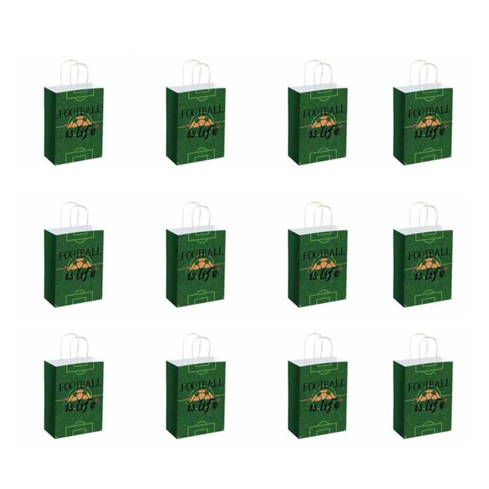 

12 PCS Large Capacity Football Themed Favor Bags Portable Paper Packs with Handles Party Set 2