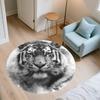 Black and White Tiger  Round Area Rug,Carpet Rug for Living Room Bedroom Sofa Playroom Decor,Non-slip Floor Mat