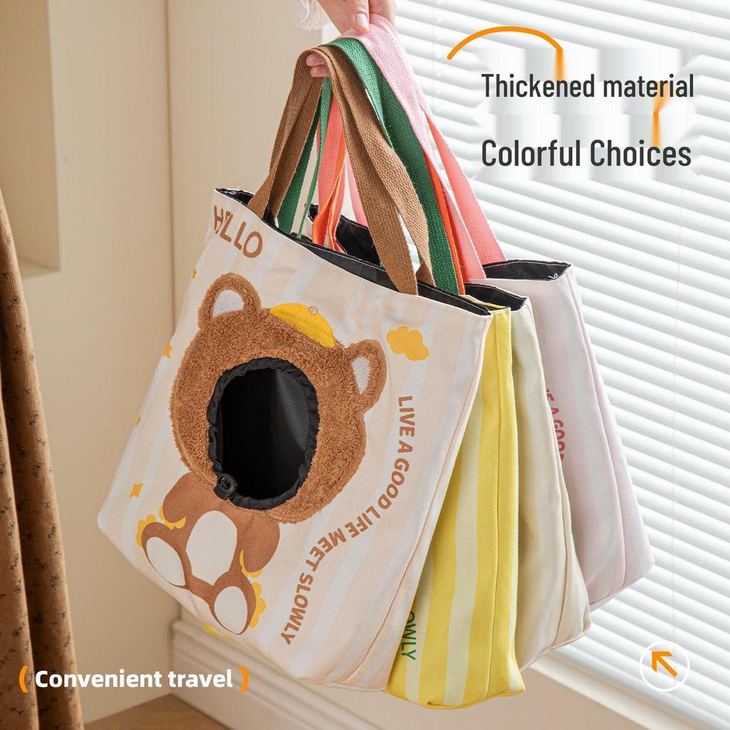 Portable, Breathable Canvas Cat Carrier Bag: Large Capacity, Lightweight, Crossbody, Head-Out Design, Cartoon Style for Travel