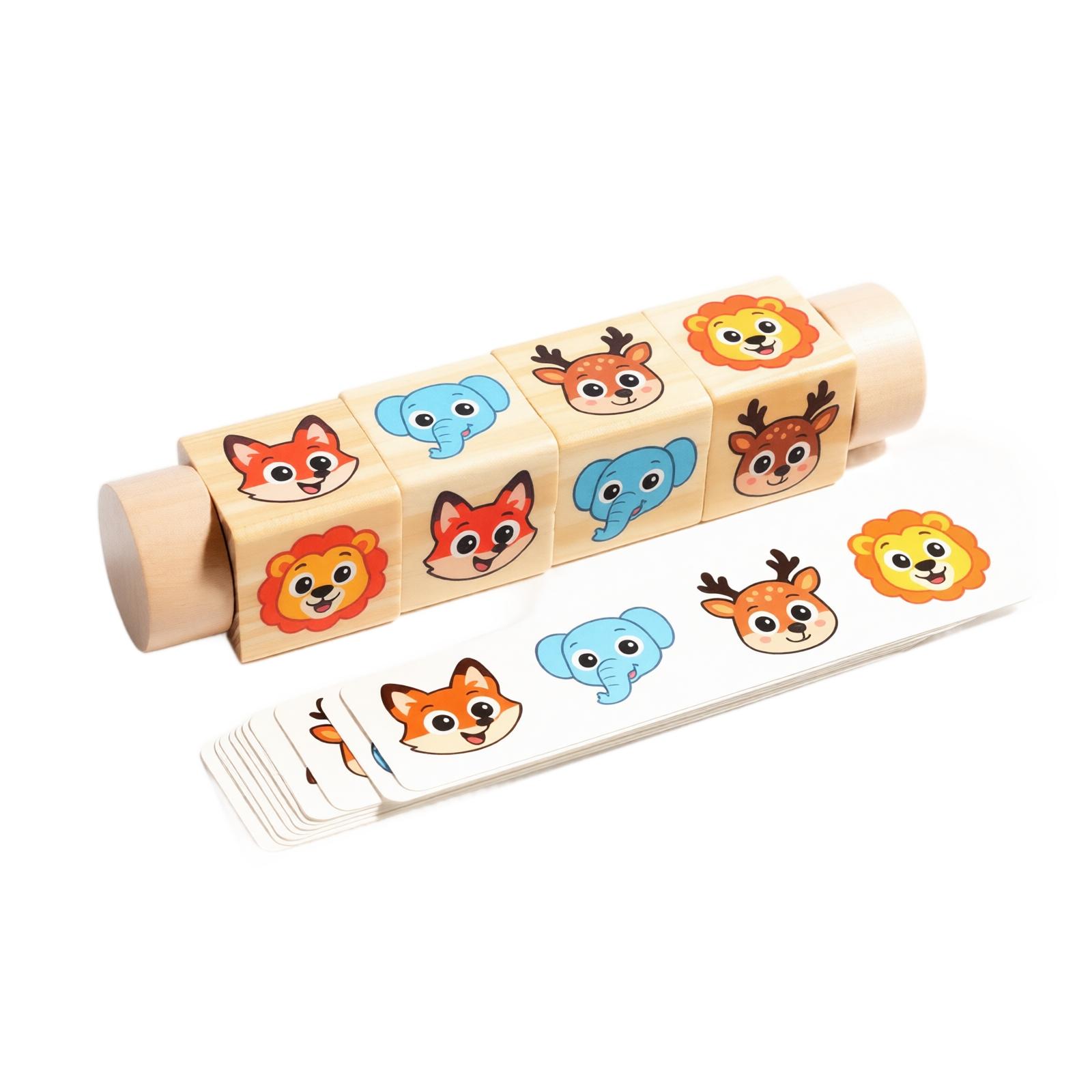 Wooden Rotating Matching Blocks Animal Pattern Cognitive Training Toy for Early Learning and Logical Thinking Development One Size