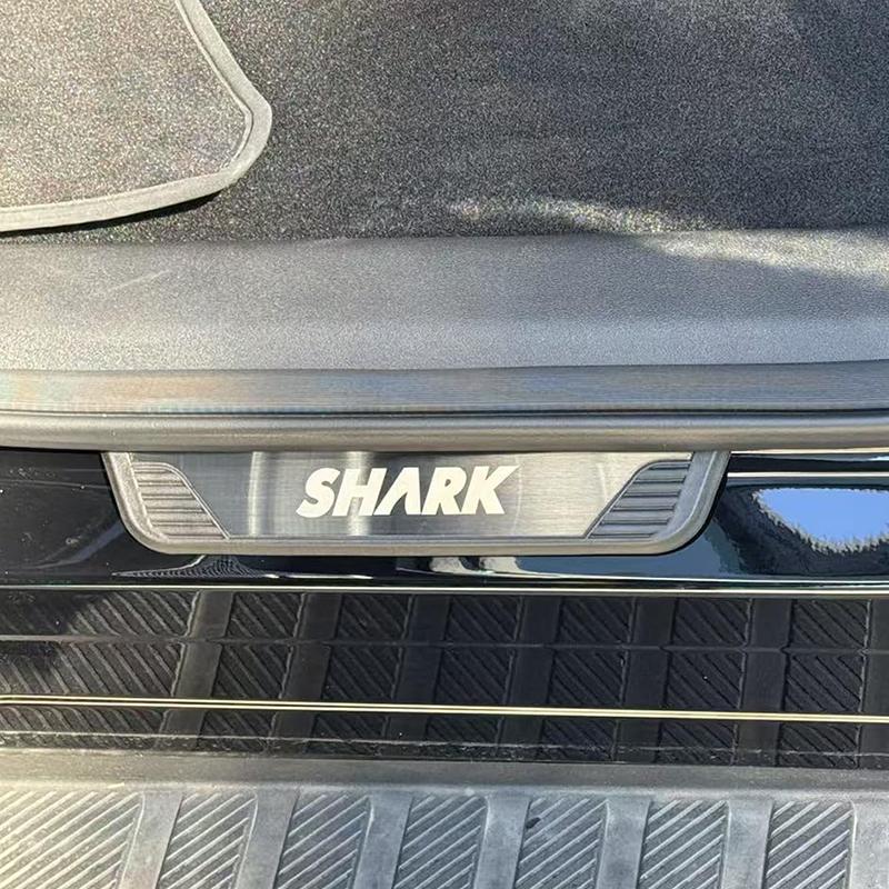Door Sill Pedal Welcome Scuff Plate Cover Plastic Stainless Steel For BYD SHARK 6 2025+ Protector Sticker Car Accessories 4PCS