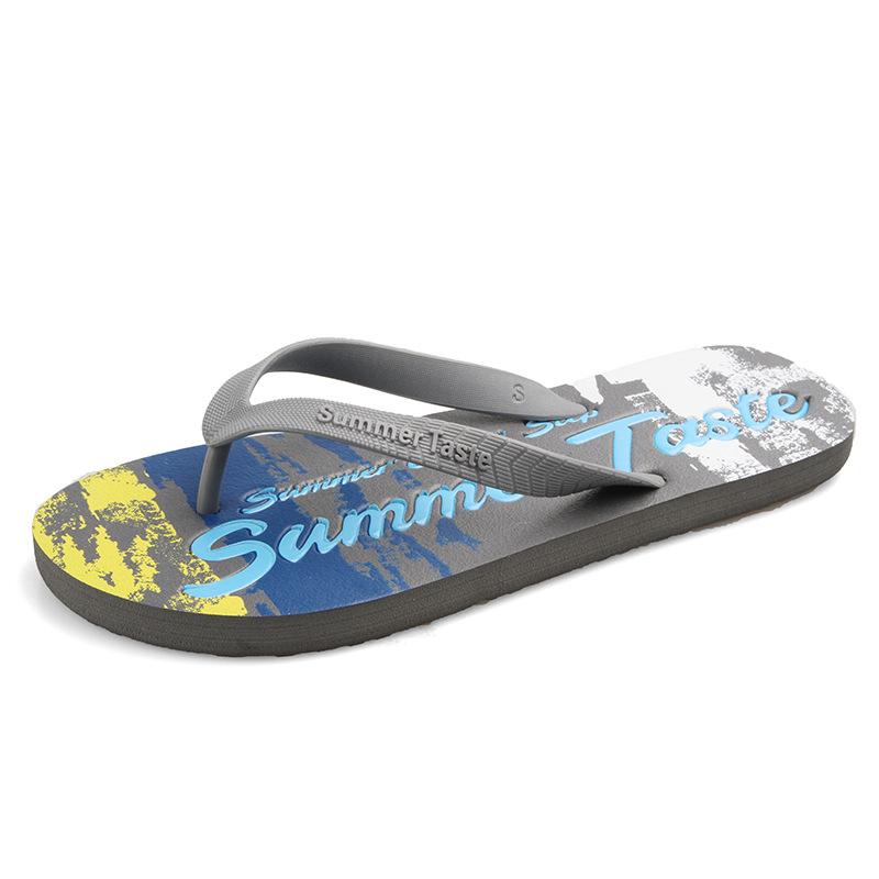 New graffiti flip-flops men's summer fashion outer wear men's foot pins non-slip slippers trendy beach sandals