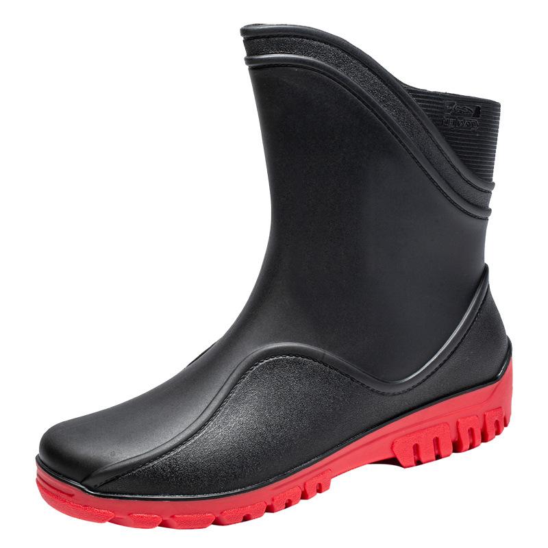 

Fashion men s rain shoes waterproof thick-soled wear-resistant rain boots car wash sea non-slip water shoes with cotton to keep warm 44