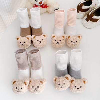 Bear Doll Baby Long Socks Anti Slip Infant Loose Mouth Stockings Winter Warm Children Floor Socks Cartoon Newborn Plush Footwear