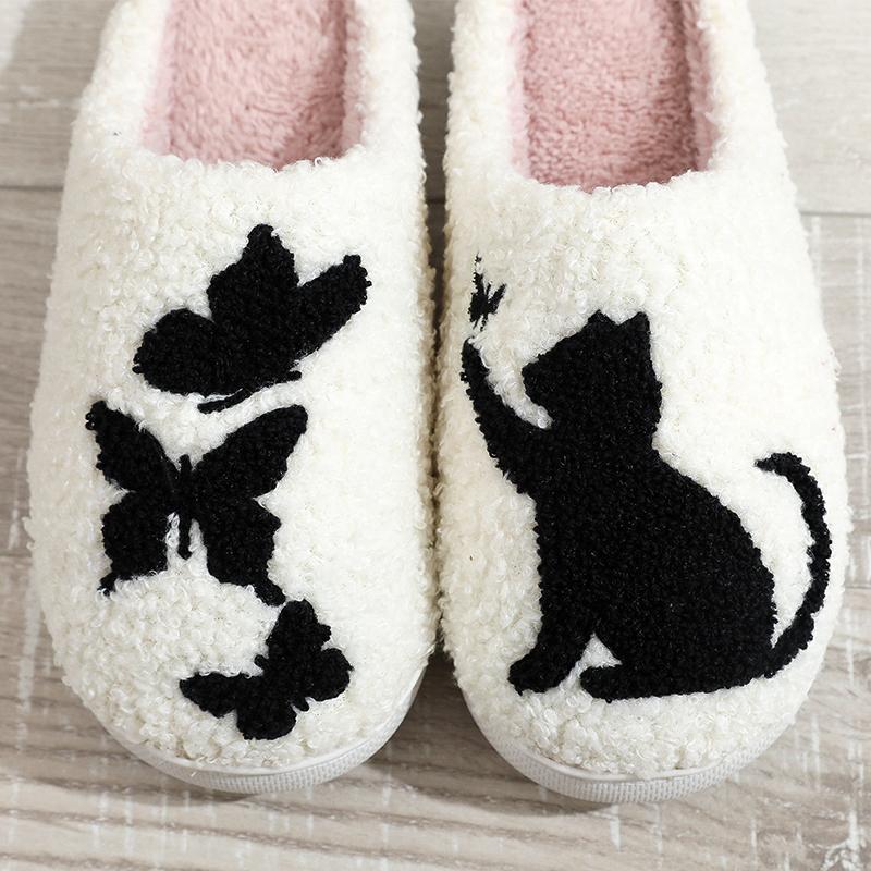 Fashion Fashion Cartoon Animals Cotton Slippers for Women Plus Size 45 Plush Slides Woman Soft Lightweight Warm Indoor Slipper Female