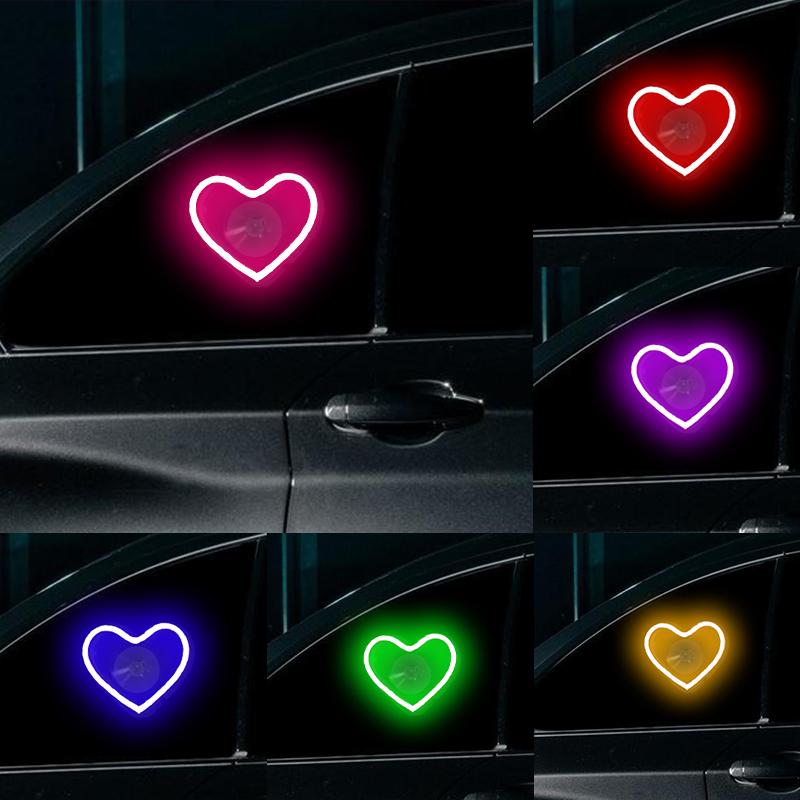 Car LED window lights interior decoration lights glowing heart atmosphere lights USB wiring car modification neon Car Decoration
