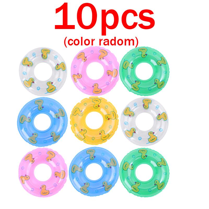 10pcs Mini Swim Ring Bath Toy Swimming Pool Float Circle Ring Toys Toy Baby Funny Doll Floating Rubber Bath Inflatable Games
