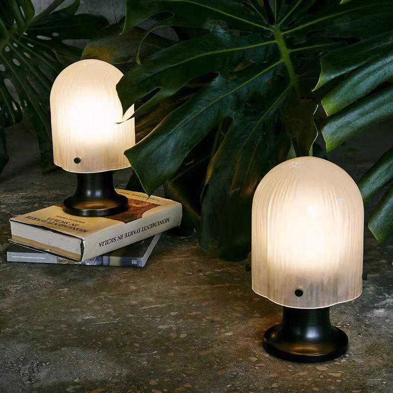 

Bauhaus Creative Nordic Mushroom Head Bedside Lamp for Kids Room White glass D15*H25cm