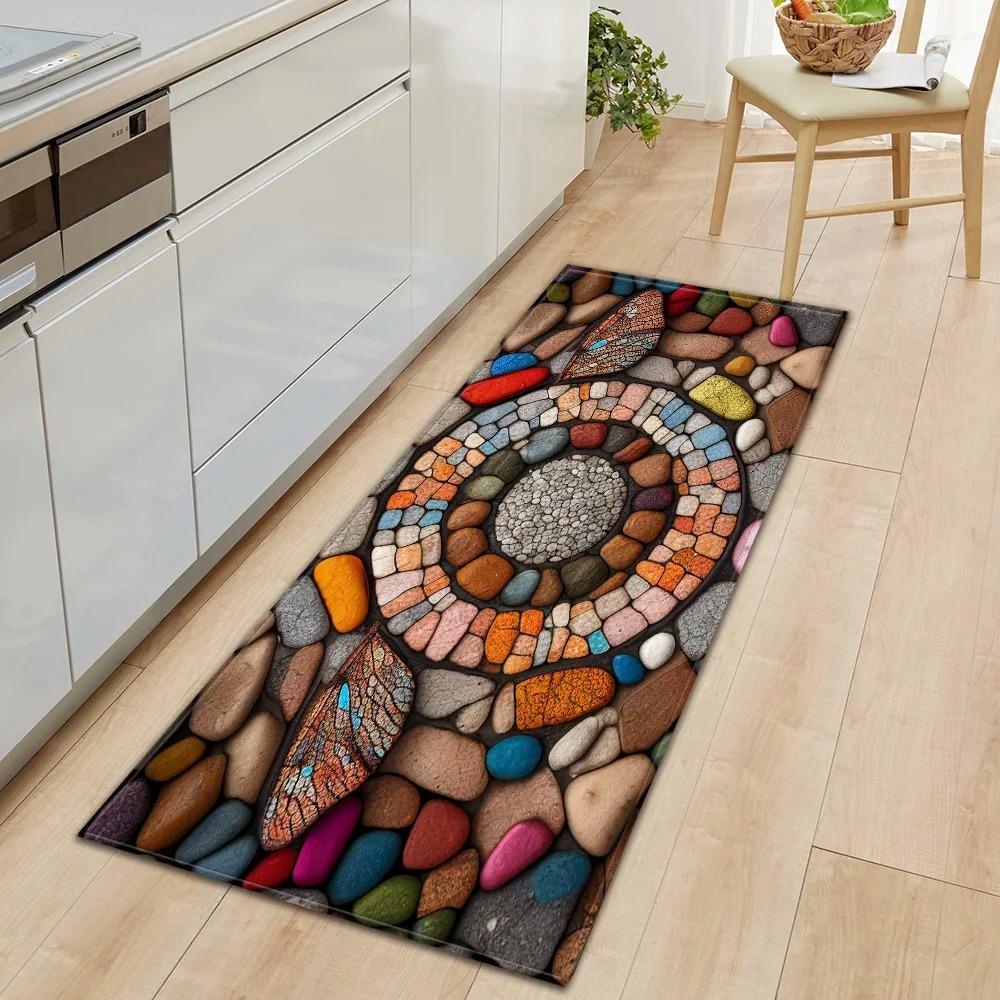 

Colorful Pebble Pattern Non Slip Kitchen Floor Mat Waterproof Door Mat for Home Decor 50x80cm