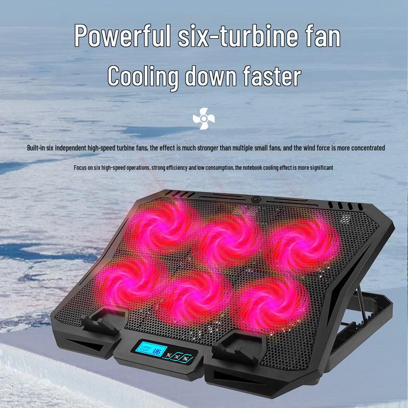 X6A Laptop Radiator: 7-Speed Height-Adjustable Cooling Fan Stand with Display Base