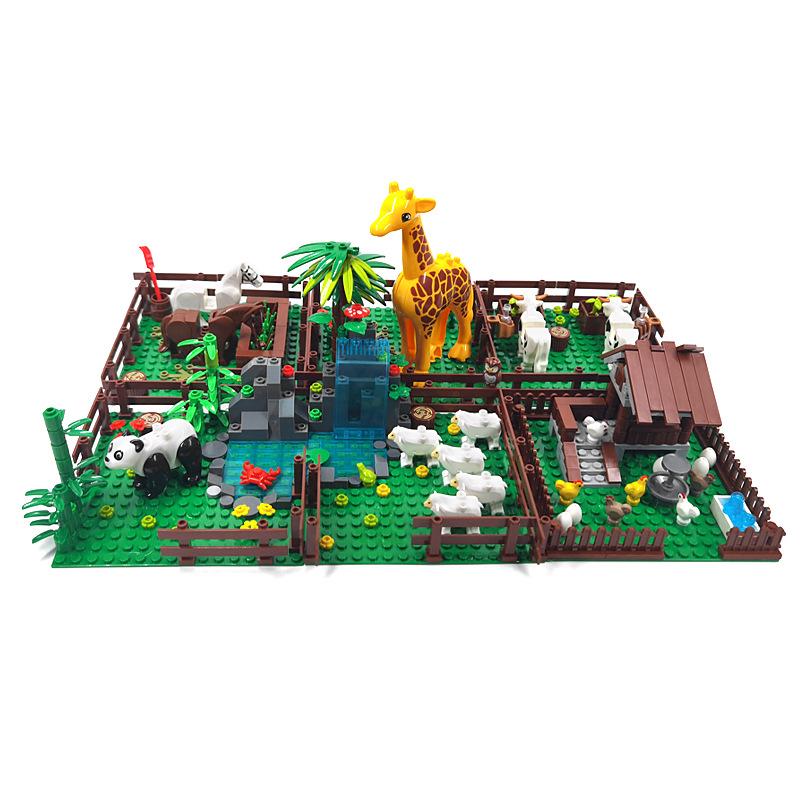 Sheep Horse Farm Chicken Nest Panda Cow Shed, Small Particle Farm Ranch Building Block Scene Neutral Mosaic Assembly Toy