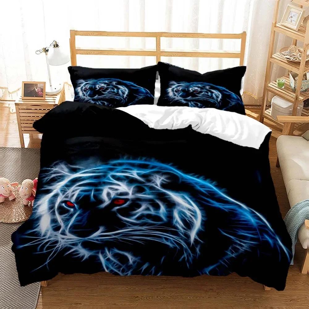 Tiger pattern Digital Print Comfortable Duvet Quilt Cover Pillowcase Bedding Set Children Bedroom Decoration Home Textile