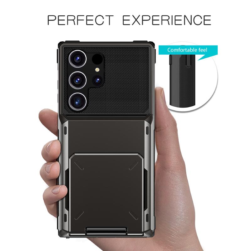 

180°Flip Wallet Card Slot Hard PC+Soft TPU Phone Case For Samsung S25 Ultra Edge S23 S20 S21 S22 S24 Ultra Plus FE Bumper Cover Galaxy S23+ фіолетовий