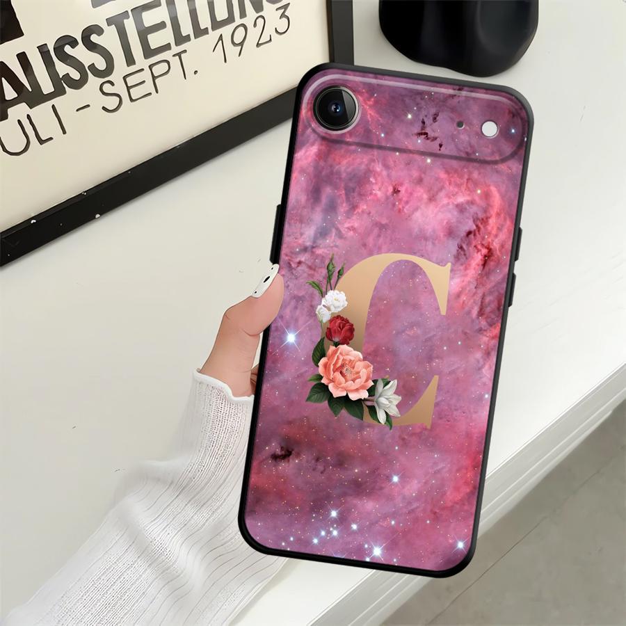 Funda Phone Cover Case for Apple iPhone 17 Pro Max Air 11 XR XS MAX 12 14 13 15 Pro 7 8 16 Flower Name Letter C D