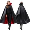 Halloween Adult Reversible Cloak Red Black Stand Collar Death Vampire Pirate Costume Role Play