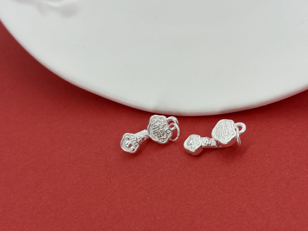 Sterling Silver 999 Ruyi Fu Character Beads, Handmade DIY Bracelet Accessories, Pure Silver Wristband Spacers