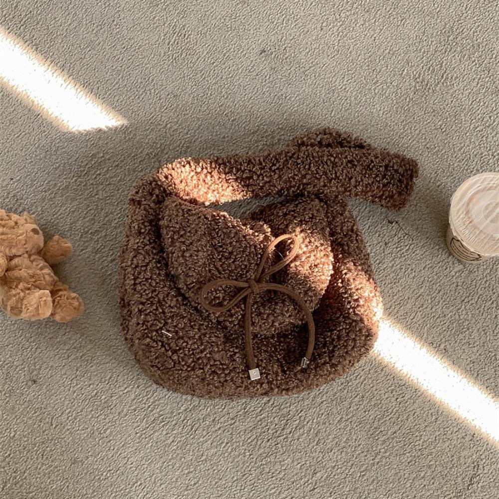 

Vintage Plush Crossbody Bag Sweet Bow Handbag Portable Lamb Wool Shoulder Bag Girls хакі